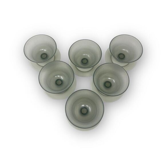Vintage Set of 6 Tupperware 754 Short Parfait Dessert Sundae Cups Smoke Gray - Picture 2 of 6
